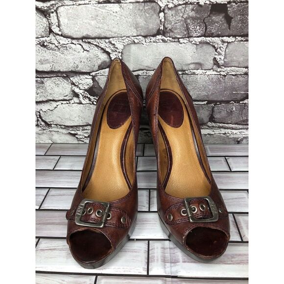 Frye Company Gail Pump Burgundy Rust Distressed Stiletto Heels Women Sz 9M US/40 - Picture 3 of 16
